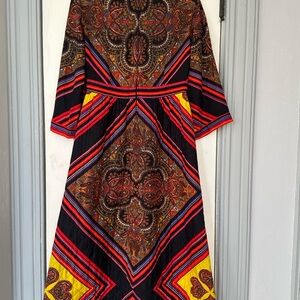 Vintage Paisley Maxi Dress - Black, Red, Yellow
